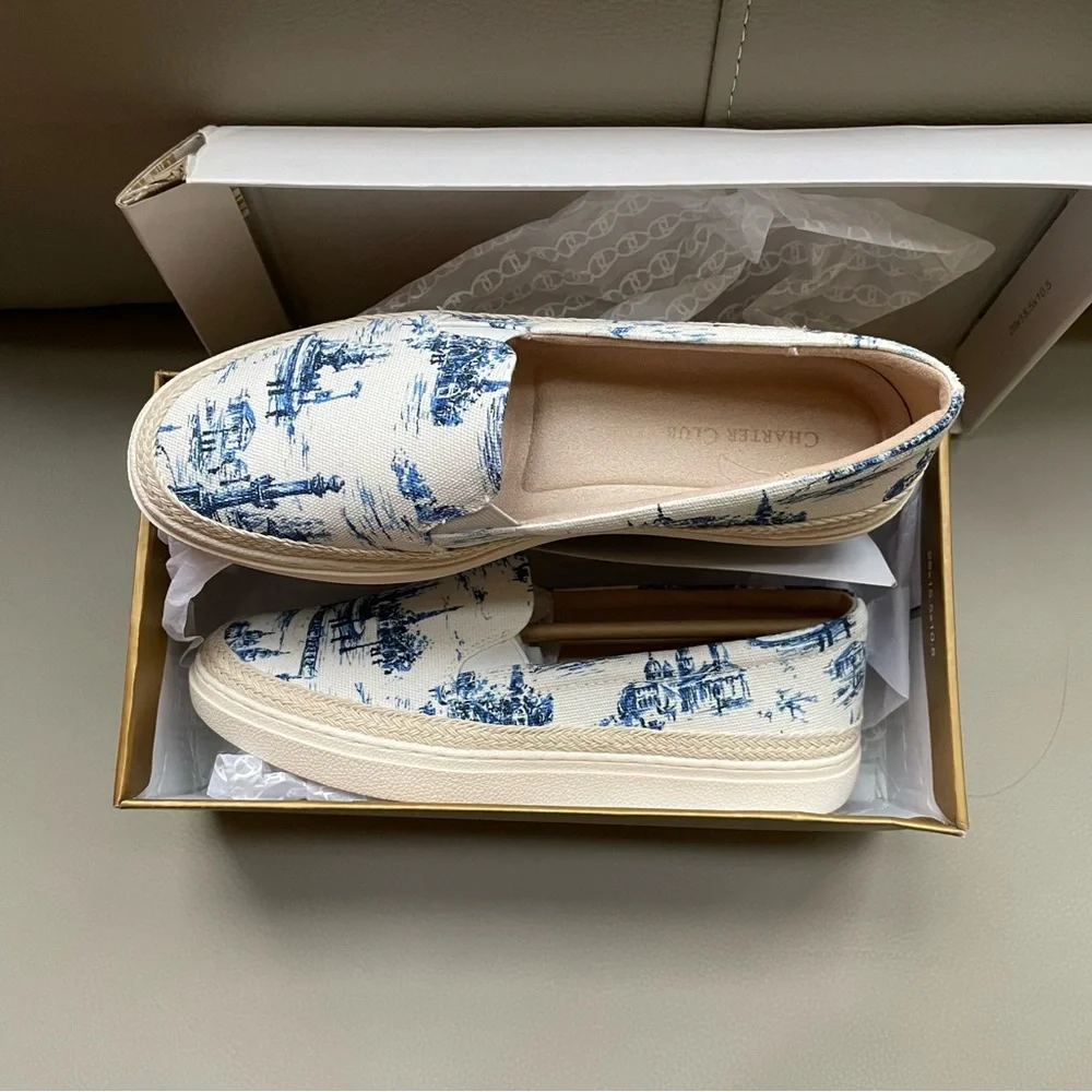 Charter Club Women's Scenic Blue Toile Loafers - Picture 7 of 7